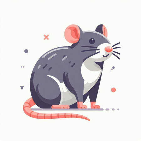 Cute cartoon rat. Vector illustration on a white background. Isolated.のイラスト素材