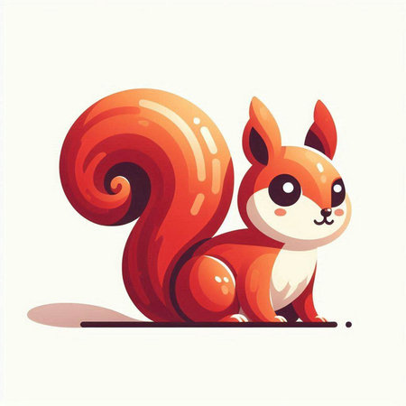 Cute cartoon squirrel. Vector illustration isolated on a white background.のイラスト素材
