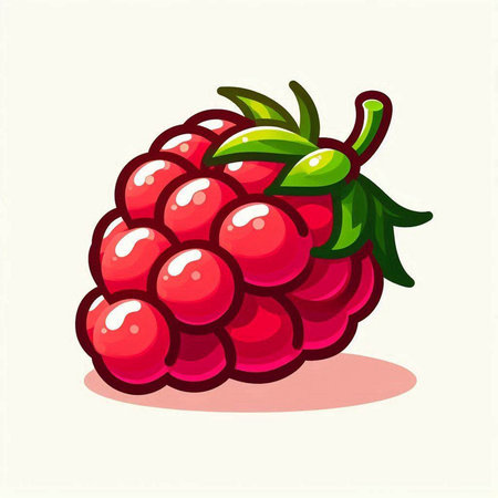 Raspberry fruit icon isolated on white background. Vector cartoon illustration.のイラスト素材