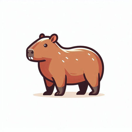 Cute cartoon wild beaver isolated on white background. Vector illustration.のイラスト素材