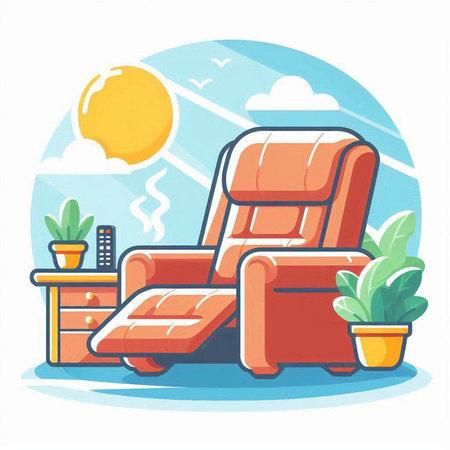 Comfortable armchair in the living room. Vector illustration in flat styleのイラスト素材