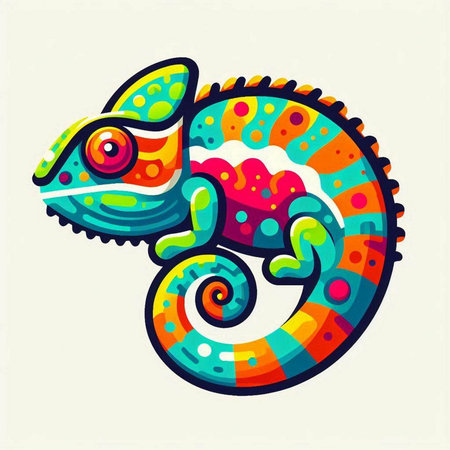 Colorful chameleon on white background. Vector illustration for your designのイラスト素材