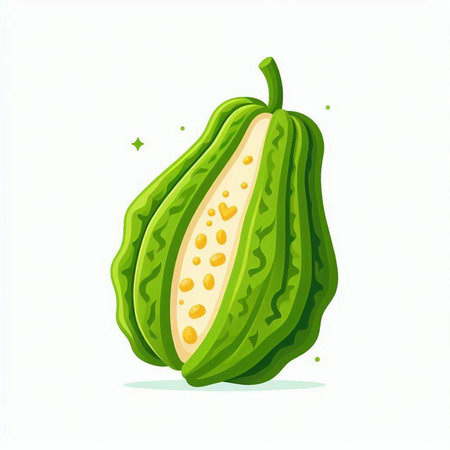 Papaya fruit vector illustration isolated on white background. Exotic tropical fruit.のイラスト素材
