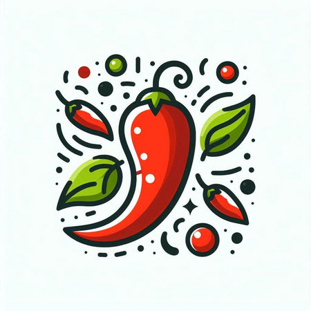 Chilli pepper icon. Hand drawn illustration of chili pepper vector icon for web designのイラスト素材