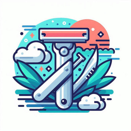 Razor blade line icon. Vector illustration of razor blade for shaving.のイラスト素材