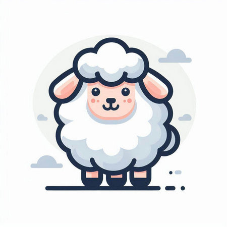 Cute sheep cartoon character. Vector illustration in a flat style.のイラスト素材