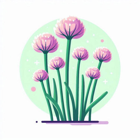 Vector illustration of pink flowers in a flat style. Floral backgroundのイラスト素材
