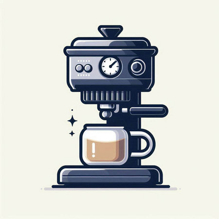 Coffee machine with a cup of coffee. Vector illustration.のイラスト素材