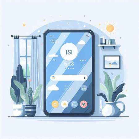 Smartphone with web search bar on the screen. Vector illustration.のイラスト素材