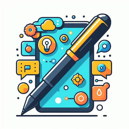 Modern flat design vector illustration concept of online education and e-learning. Line art style design for web, site, advertising, banner, poster, board and print.のイラスト素材