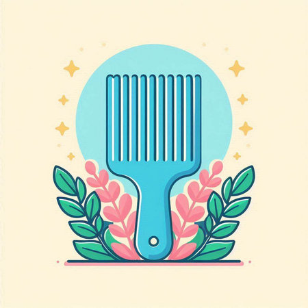 Illustration of Hairbrush with laurel wreath and stars.のイラスト素材