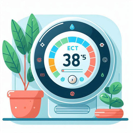 Vector illustration of eco-friendly thermostat. Eco-friendly thermostat.のイラスト素材