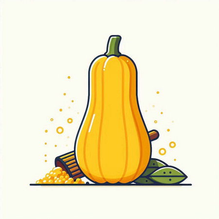 Pumpkin and seeds. Vector illustration in doodle style.のイラスト素材