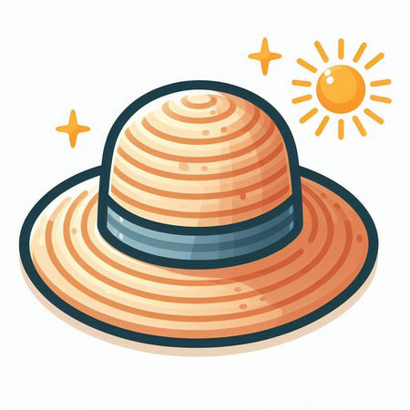Summer hat. Vector illustration in cartoon style. Isolated on white background.のイラスト素材