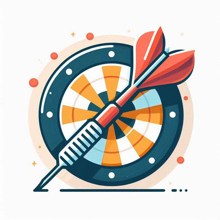 Dartboard with dart arrow. Modern flat design vector illustration.のイラスト素材