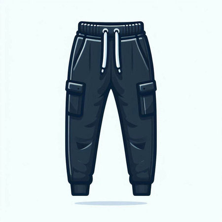 Men's black pants. Vector illustration isolated on a white background.のイラスト素材