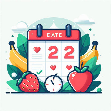 Calendar with date of day of week. Flat design vector illustration.のイラスト素材