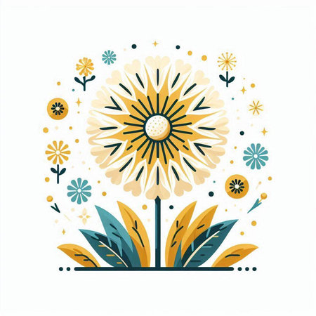 Floral background with sunflowers and leaves. Vector illustration.のイラスト素材