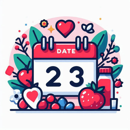 romantic date, heart, flowers, berries, hearts. Design element for greeting card, banner, poster, flyer.のイラスト素材