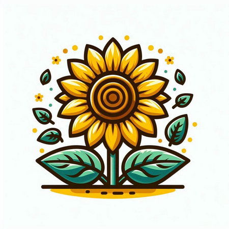 Sunflower flower vector icon. Floral design element. Vector illustration.のイラスト素材