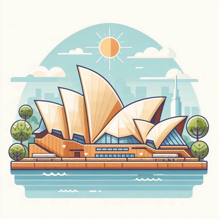 Sydney Opera House, Australia. Flat style vector illustration.のイラスト素材