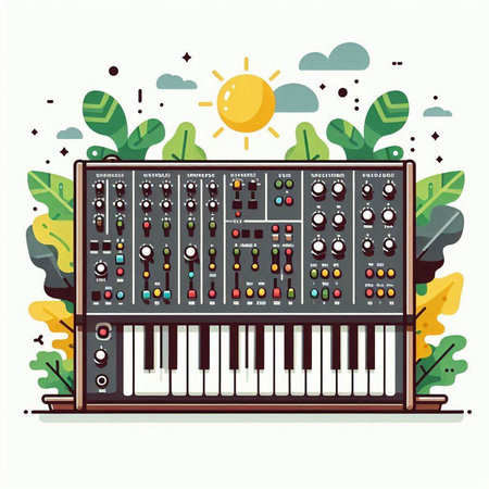 Illustration of a synthesizer in a flat style. Vector illustration.のイラスト素材