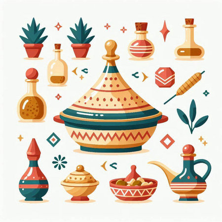 Perfume bottle and vase icons set. Vector illustration.のイラスト素材
