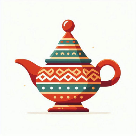 teapot with ethnic ornament on a white background, vector illustrationのイラスト素材