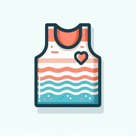 Sleeveless sleeveless t-shirt with heart in the waterのイラスト素材
