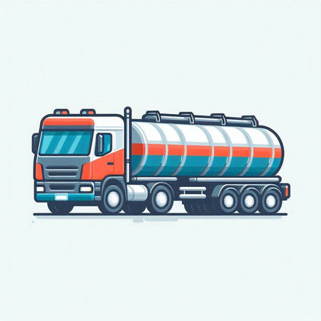 Vector illustration of a tanker truck isolated on a white background. Side view.のイラスト素材