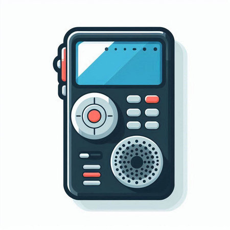 Retro radio. Vector illustration in flat style isolated on white background.のイラスト素材