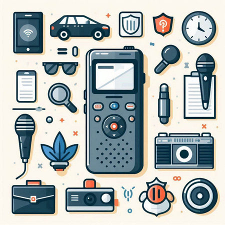 Vector set of flat icons on the theme of gadgets and gadgets.のイラスト素材