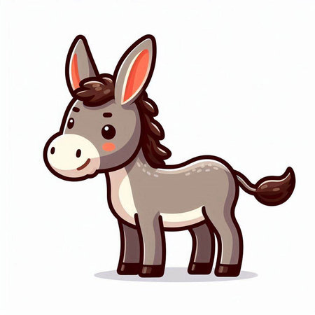 Cute cartoon donkey. Vector illustration isolated on a white background.のイラスト素材