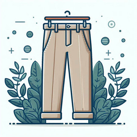 Men's pants in a linear style. Vector illustration. Flat design.のイラスト素材