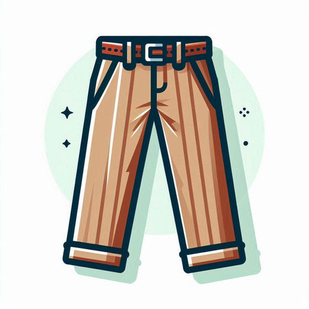 Vector illustration of pants with belt on white background. Cartoon style.のイラスト素材