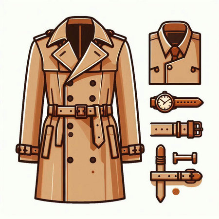 Womens coat and accessories. Vector illustration in retro style.のイラスト素材