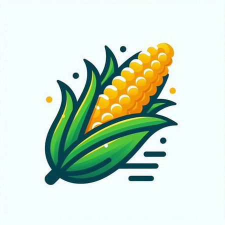 Corn icon in flat style. Vector illustration of corn with leaves isolated on white background.のイラスト素材