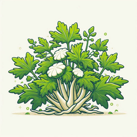 Illustration of a bunch of parsley on a white background.のイラスト素材