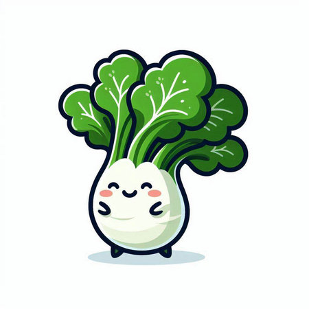 Cute kawaii kawaii bok choy vegetable vector illustration.のイラスト素材