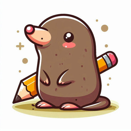 Penguin with a pencil on a white background. Vector illustrationのイラスト素材