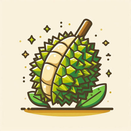 Vector illustration of a durian on a white background. Vector illustration.のイラスト素材