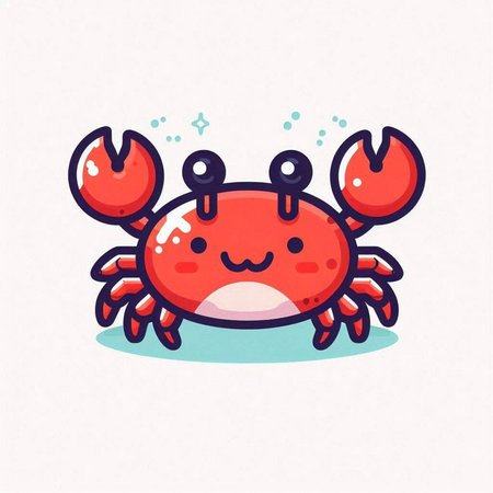 Cute cartoon crab. Vector illustration isolated on a white background.のイラスト素材