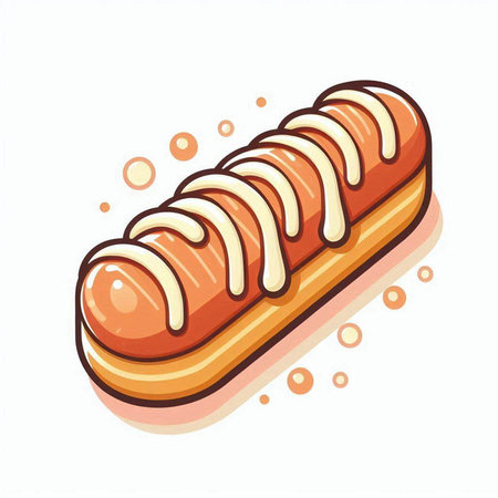 Vector illustration of hot dog. Isolated on a white background.のイラスト素材
