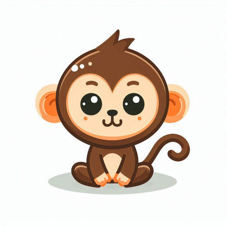 Cute cartoon monkey isolated on a white background. Vector illustration.のイラスト素材