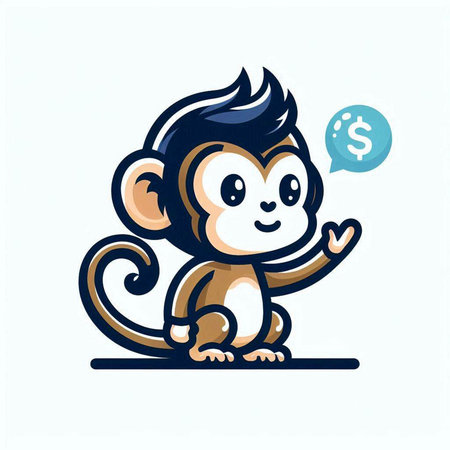 Monkey with a dollar sign in his hand. Vector illustration.のイラスト素材