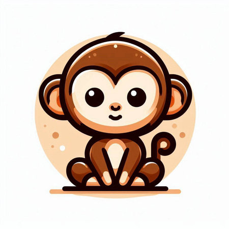 Cute monkey on white background. Vector illustration. Flat design.のイラスト素材