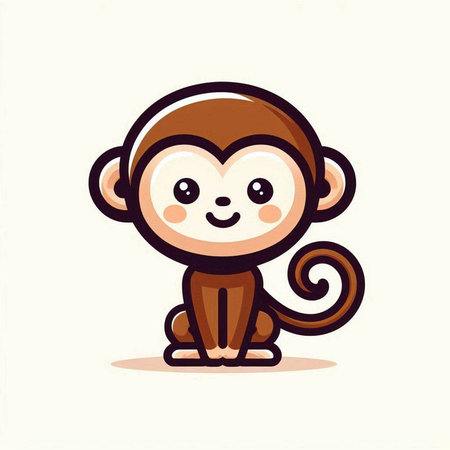 Cute cartoon monkey isolated on a white background. Vector illustration.のイラスト素材