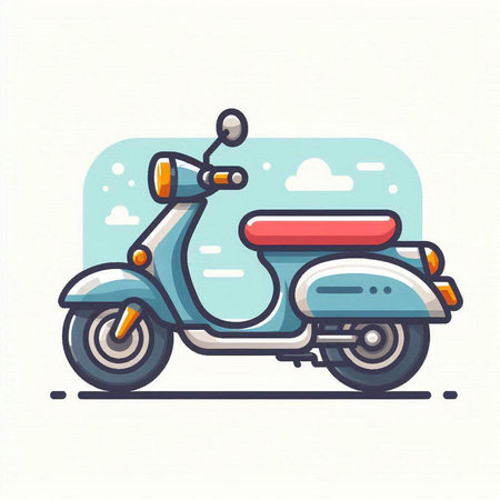 Vintage scooter flat vector illustration. Retro motorbike icon.のイラスト素材