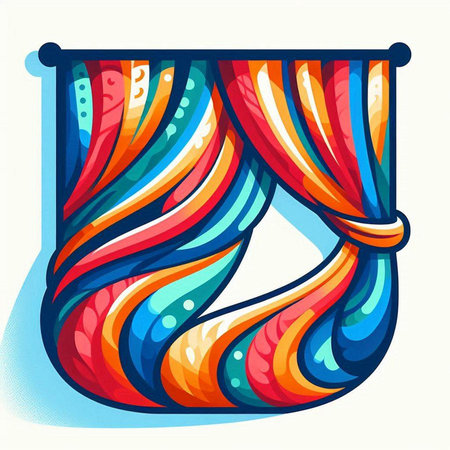 Colorful curtains isolated on a white background. Vector illustration for your designのイラスト素材