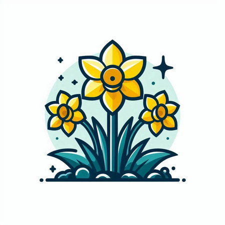 Daffodil flower vector icon. Narcissus design elementのイラスト素材
